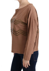 Brown Cotton Studded Sweater - Avaz Shop