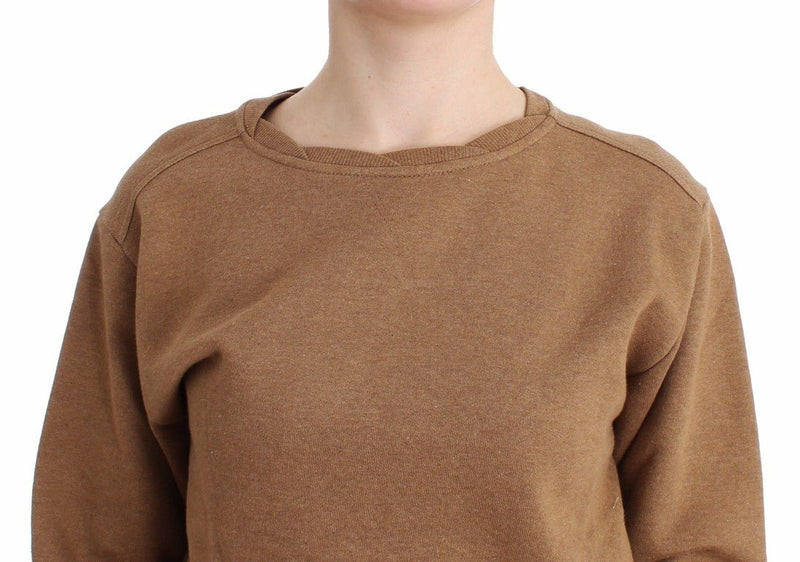 Brown Crewneck Cotton Sweater - Avaz Shop