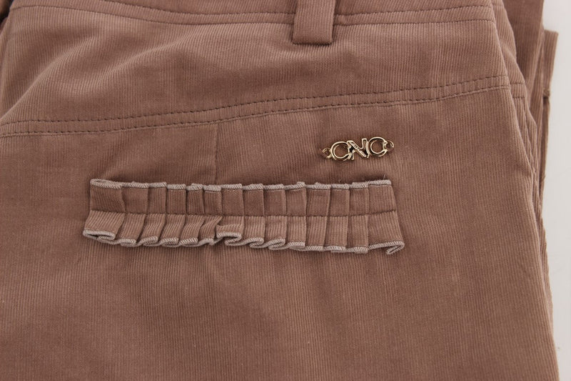 Brown Cropped Corduroys Pants - Avaz Shop