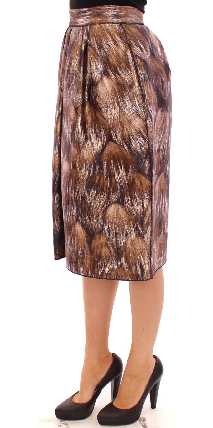 Brown Floral Silk Straight Full Skirt - Avaz Shop