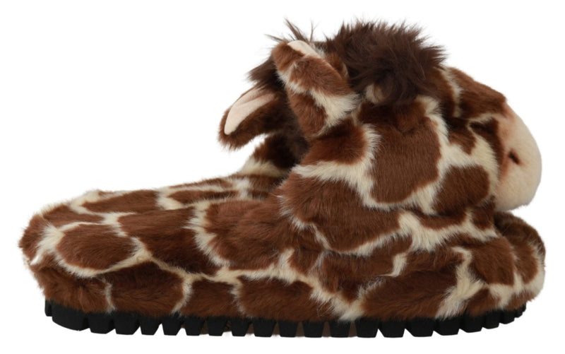 Brown Giraffe Slippers Flats Sandals Shoes - Avaz Shop