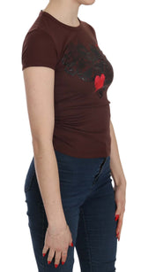 Brown Hearts Short Sleeve Casual T-shirt Top - Avaz Shop