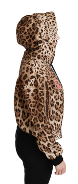 Brown Hooded Studded Ayers Leopard Sweater - Avaz Shop