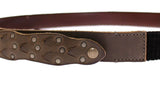 Brown Leather Logo Cintura Gürtel Belt - Avaz Shop