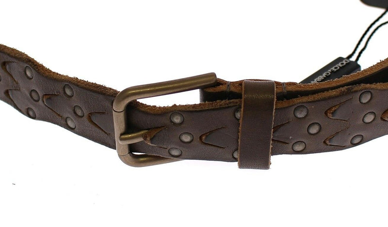 Brown Leather Logo Cintura Gürtel Belt - Avaz Shop