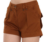 Brown Mid Waist Cotton Denim Mini Shorts - Avaz Shop