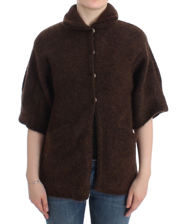 Brown mohair knitted cardigan - Avaz Shop