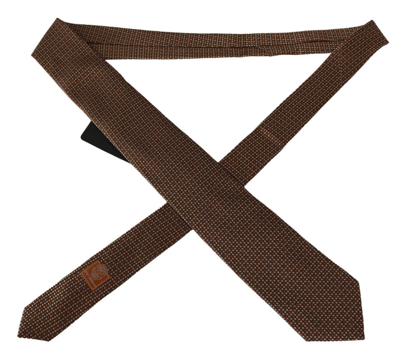 Brown Patterned Wide Silk Necktie - Avaz Shop