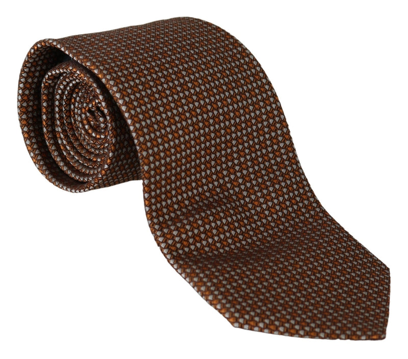 Brown Patterned Wide Silk Necktie - Avaz Shop