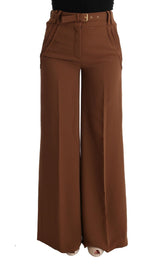 Brown Polyester Boot Cut Pants - Avaz Shop
