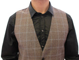 Brown Wool Single Breasted Vest Gilet - Avaz Shop