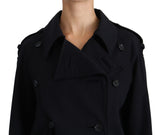 Coat Blue Cotton Women Trench Jacket - Avaz Shop