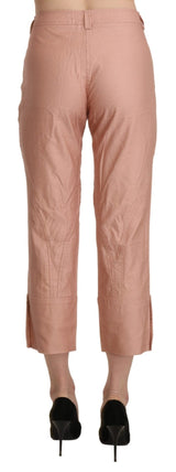 Cotton Pink High Waist Cropped Trouser Pants - Avaz Shop