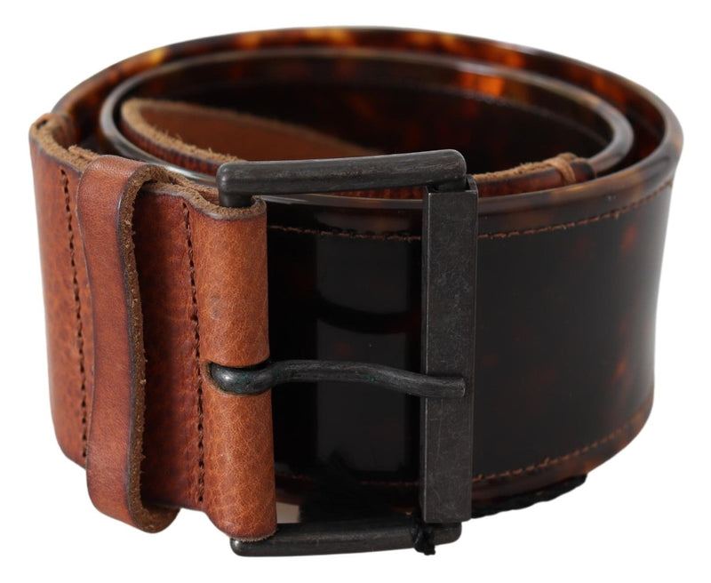 Dark Brown Leather Wide Buckle Belt - Avaz Shop