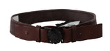 Dark Brown Leather Wide Buckle Waist Belt - Avaz Shop