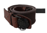 Dark Brown Leather Wide Buckle Waist Belt - Avaz Shop