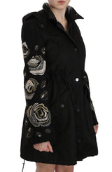 Floral Sequined Beaded Hooded Jacket Coat - Avaz Shop