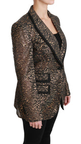 Gold Black Lace Blazer Coat Floral Jacket - Avaz Shop
