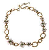 Gold Chain Lilium Floral Statement Large Jewelry Necklace - Avaz Shop
