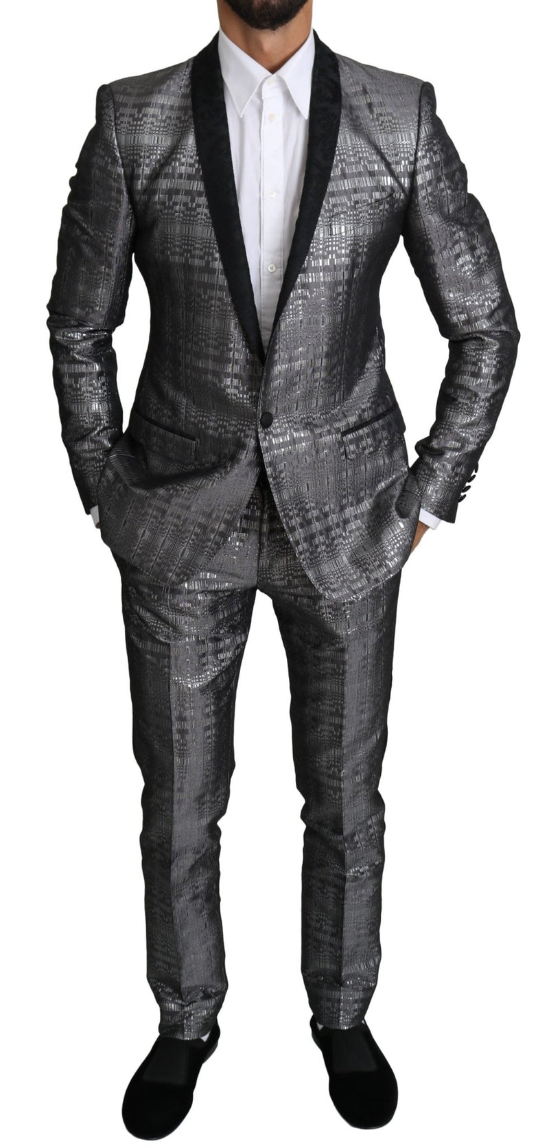 GOLD Silver Single Breasted 2 Piece Suit - Avaz Shop