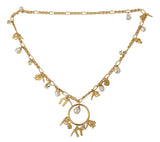 Gold Tone Horseshoe Pendants Crystal Faux Pearl Necklace - Avaz Shop