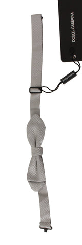 Gray 100% Silk Faille Adjustable Neck Bow Tie Papillon - Avaz Shop