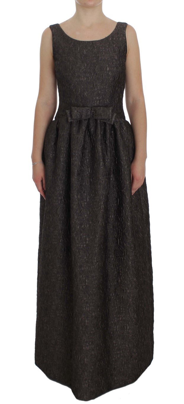 Gray Brocade Sheath Full Length Gown Dress - Avaz Shop