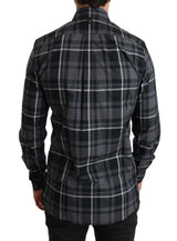 Gray Checkered Heart Collar MARTINI Shirt - Avaz Shop