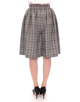 Gray Checkered Wool Shorts Skirt - Avaz Shop