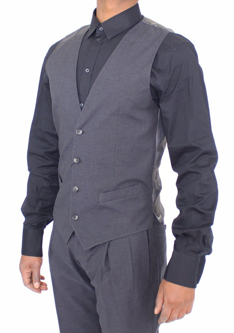 Gray Cotton Blend Formal Dress Vest Gilet - Avaz Shop