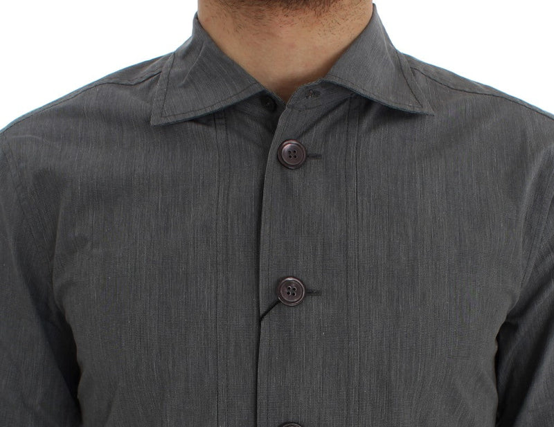 Gray Cotton Formal Dress Button Shirt - Avaz Shop