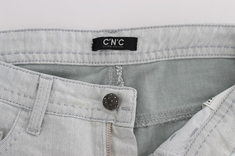 Gray Cotton Slim Fit Bootcut Jeans - Avaz Shop