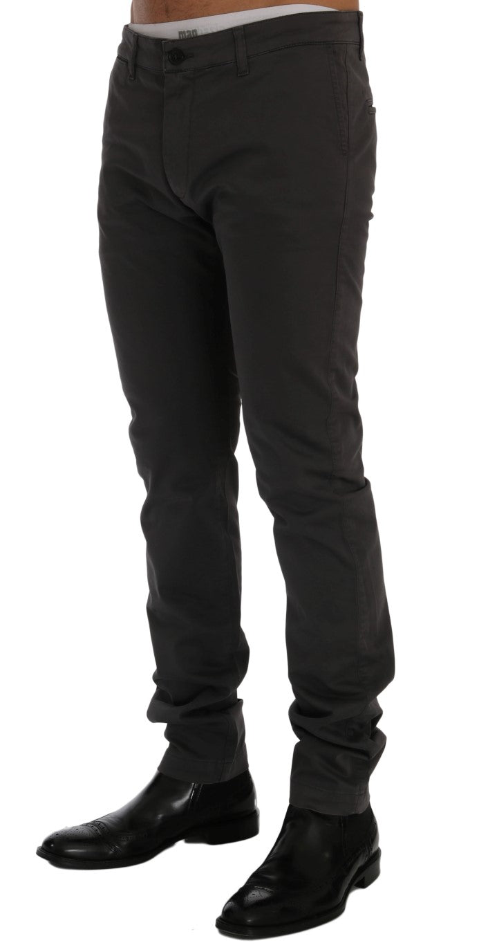 Gray Cotton Stretch Chinos Pants - Avaz Shop