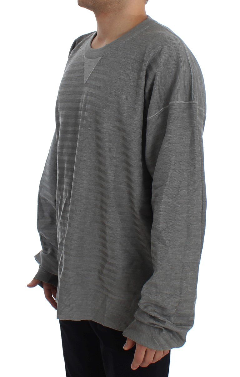 Gray Crewneck Pullover Silk Sweater - Avaz Shop