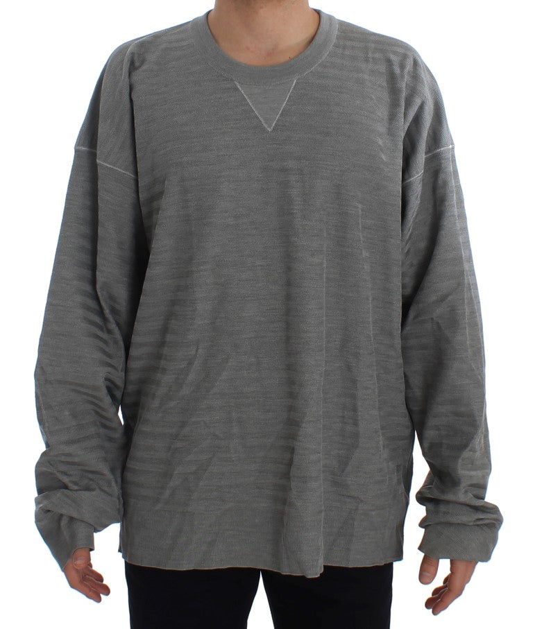 Gray Crewneck Pullover Silk Sweater - Avaz Shop