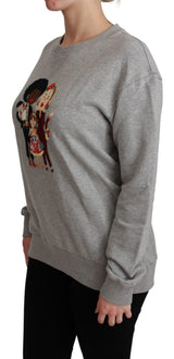 Gray #dgfamily Cotton Pullover Sweater - Avaz Shop