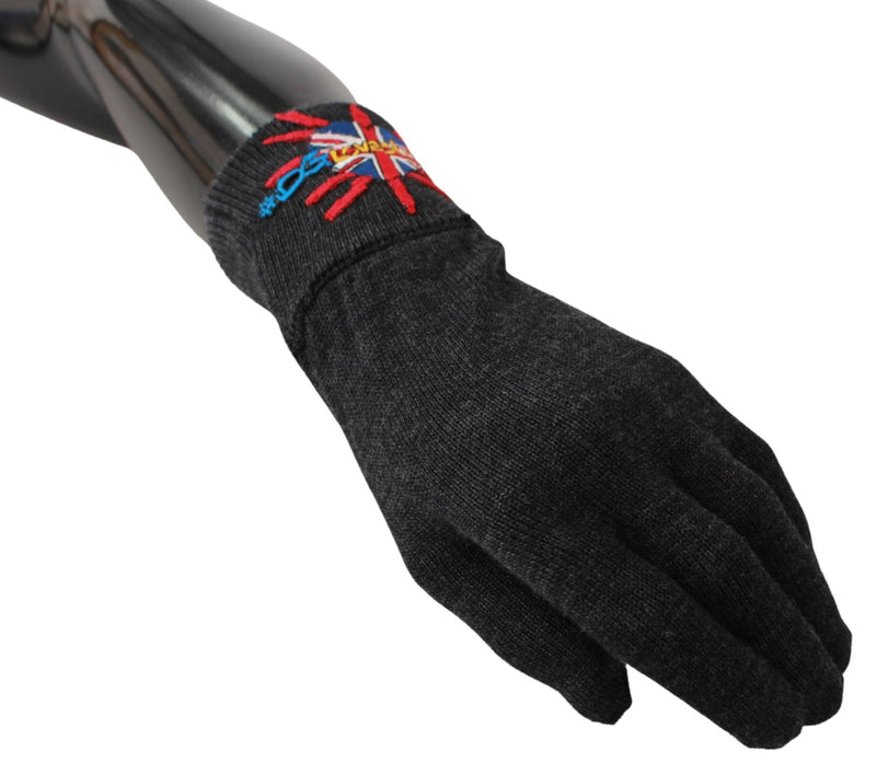 Gray #DGLovesLondon Embroidered Wool Gloves - Avaz Shop