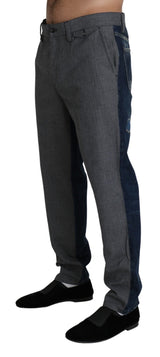 Gray Dress Blue Denim Trousers Cotton Pants - Avaz Shop