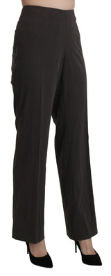 Gray High Waist Straight Dress Trouser Pants - Avaz Shop