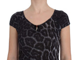 Gray Leopard Modal T-Shirt Blouse Top - Avaz Shop