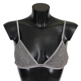 Gray Nylon Sequined Triangolo Bra Underwear - Avaz Shop