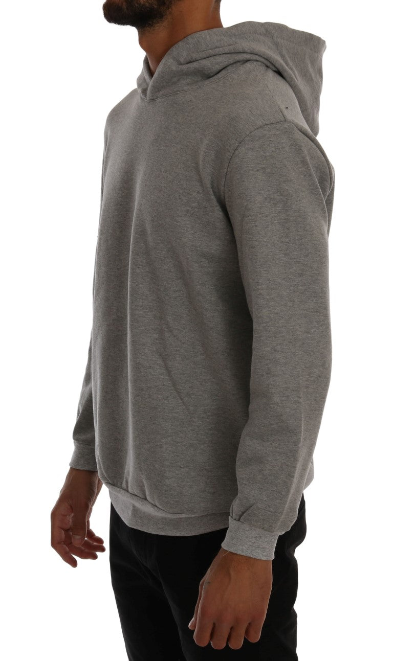 Gray Pullover Hodded Cotton Sweater - Avaz Shop