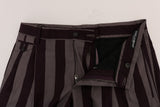 Gray Purple Striped Cotton Shorts - Avaz Shop