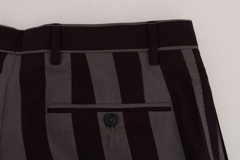 Gray Purple Striped Cotton Shorts - Avaz Shop