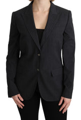 Gray Single Breasted Blazer Cotton Jacket - Avaz Shop