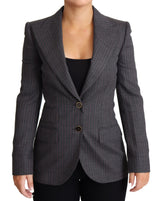 Gray Single Breasted Fitted Blazer Wool Jacket - Avaz Shop