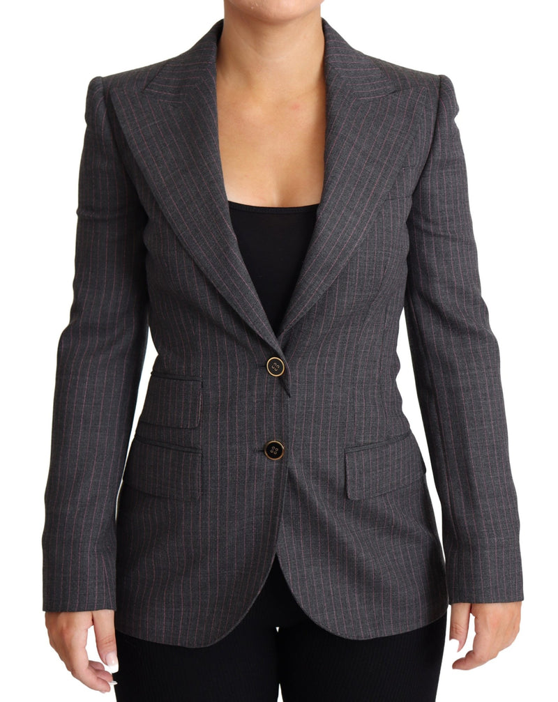 Gray Single Breasted Fitted Blazer Wool Jacket - Avaz Shop