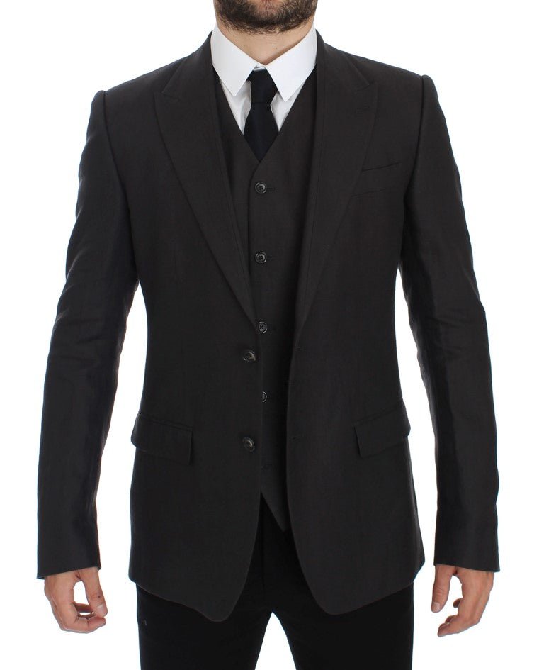 Gray Slim Fit Linen Blazer Jacket - Avaz Shop