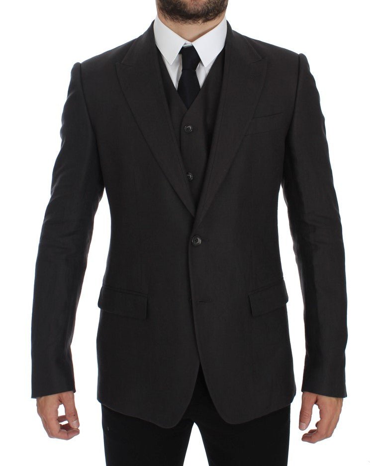 Gray Slim Fit Linen Blazer Jacket - Avaz Shop