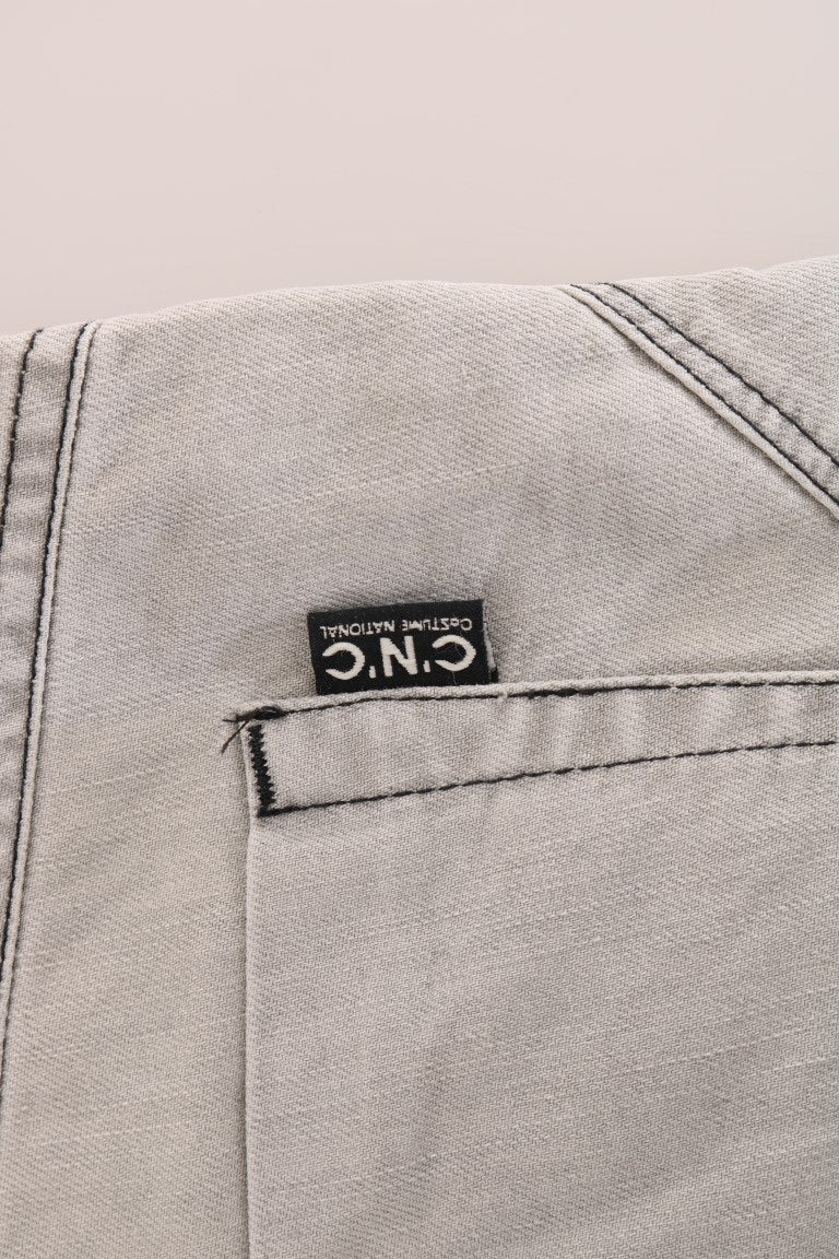Gray Wash Cotton Slim Jeans - Avaz Shop